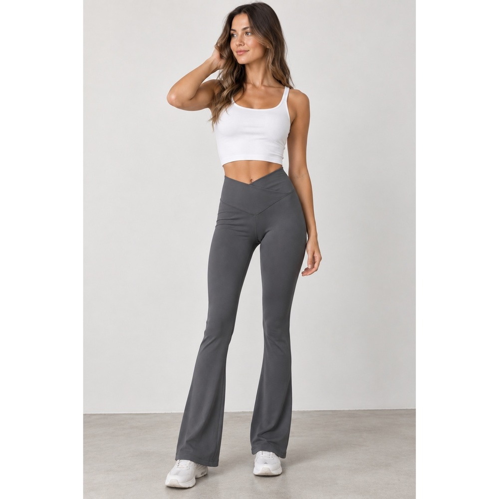 Aerie High Rise Crossover Flare Leggings XS Dark Gray Yoga Pants Lounge Stretch